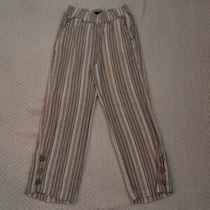 Tahari Beige and White Striped Pants